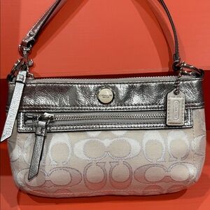 Coach Metallic Silver and Cream Shoulder Bag